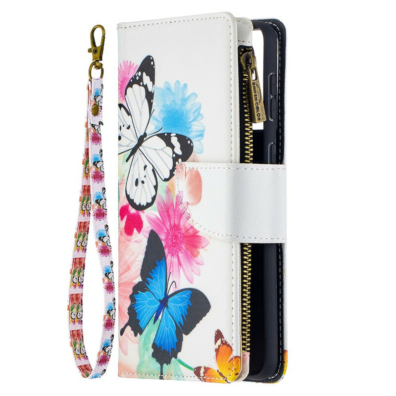 Housse Samsung Galaxy S21 Plus 5G Poche Zippée Papillons Housse Samsung Galaxy S21 Plus 5G Poche Zippée Papillons