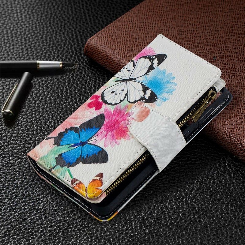 Housse Samsung Galaxy S21 Plus 5G Poche Zippée Papillons Housse Samsung Galaxy S21 Plus 5G Poche Zippée Papillons