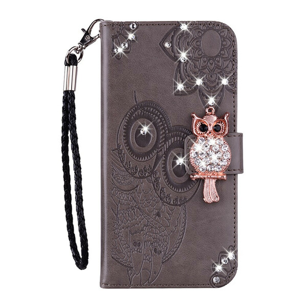 Housse Samsung Galaxy S21 Plus 5G Hibou Mandala et Breloque