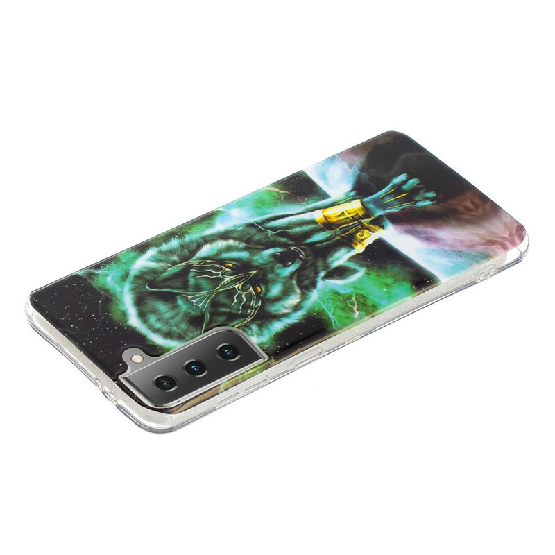 Coque Samsung Galaxy S21 5G Série Loup Fluorescente