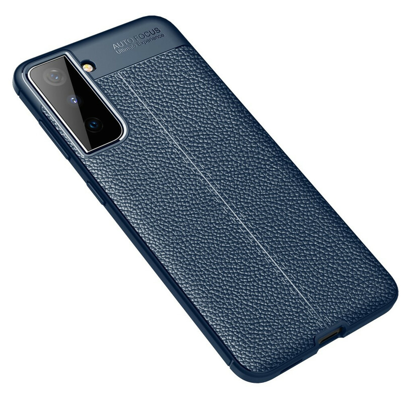 Coque Samsung Galaxy S21 5G Effet Cuir Litchi Double Line