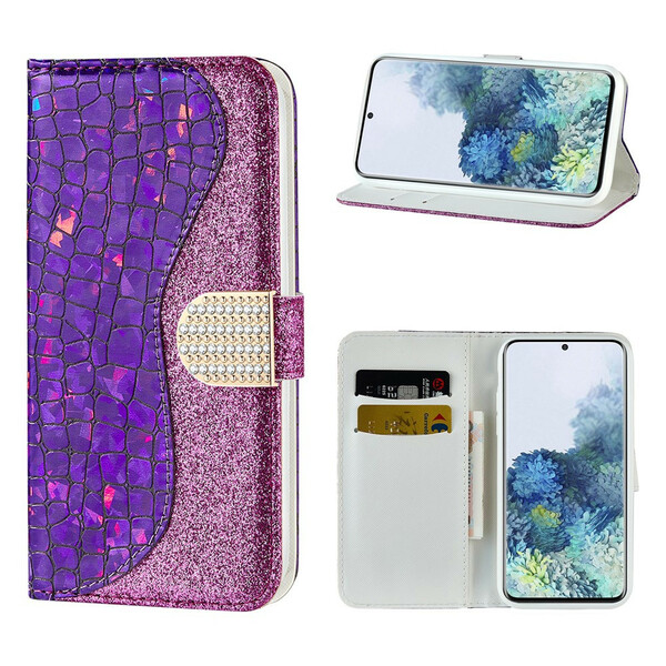 Housse Samsung Galaxy S21 5G Croco Diamants