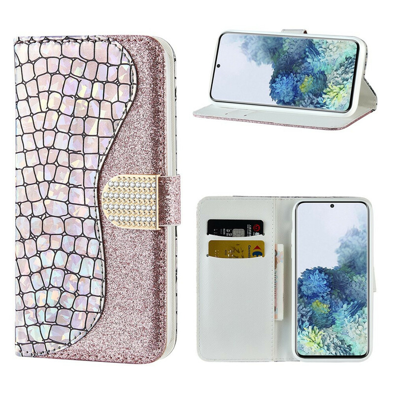 Housse Samsung Galaxy S21 5G Croco Diamants Housse Samsung Galaxy S21 5G Croco Diamants