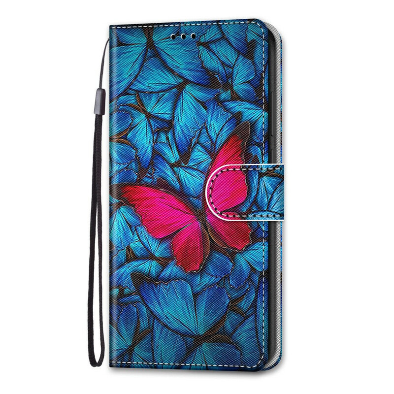 Housse Samsung Galaxy S21 5G Papillon Rouge Sur Fond Bleu Housse Samsung Galaxy S21 5G Papillon Rouge Sur Fond Bleu