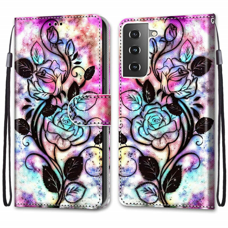 Housse Samsung Galaxy S21 5G Fleurs Néons