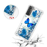 Coque Samsung Galaxy S21 5G Papillons Bleus Paillettes Coque Samsung Galaxy S21 5G Papillons Bleus Paillettes