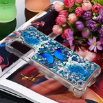 Coque Samsung Galaxy S21 5G Papillons Bleus Paillettes Coque Samsung Galaxy S21 5G Papillons Bleus Paillettes
