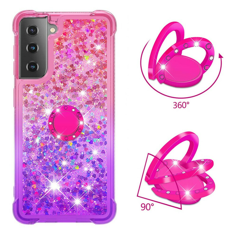 Coque Samsung Galaxy S21 5G Paillettes Anneau-Support Coque Samsung Galaxy S21 5G Paillettes Anneau-Support