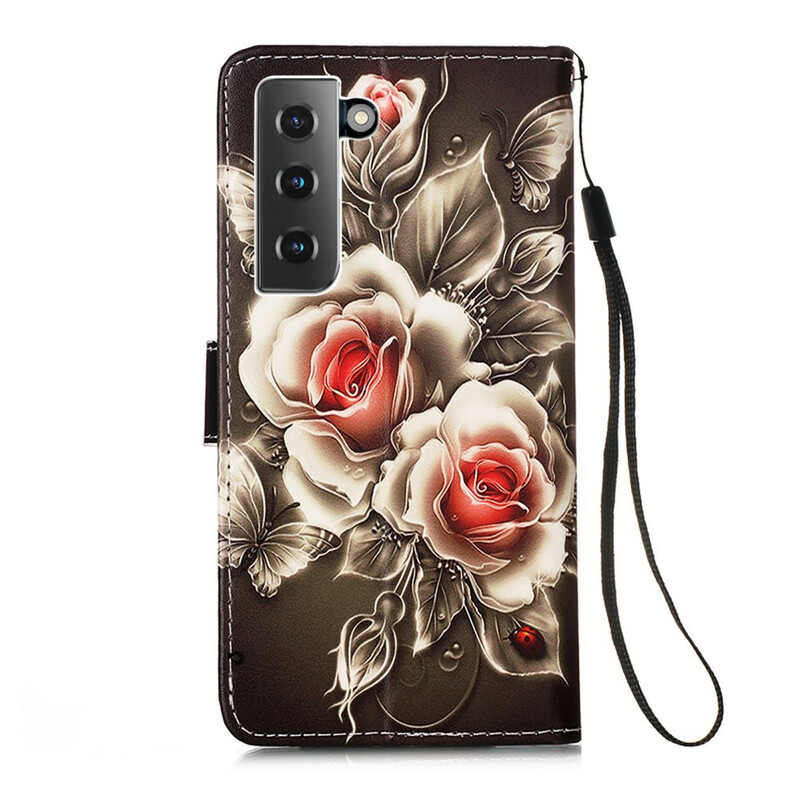 Housse Samsung Galaxy S21 5G Roses Dorées Housse Samsung Galaxy S21 5G Roses Dorées