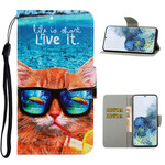 Housse Samsung Galaxy S21 5G Cat Live It à Lanière Housse Samsung Galaxy S21 5G Cat Live It à Lanière