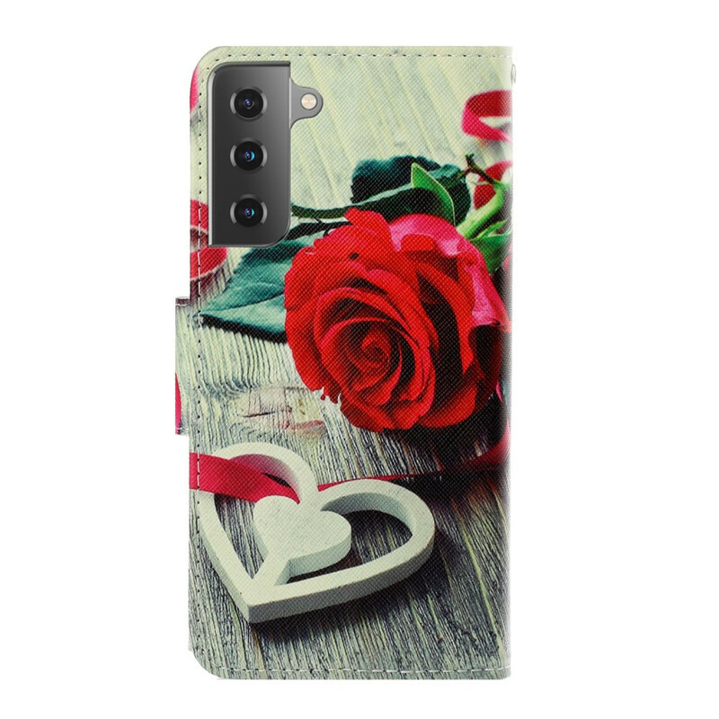Housse Samsung Galaxy S21 Plus 5G Rose Romantique à Lanière Housse Samsung Galaxy S21 Plus 5G Rose Romantique à Lanière