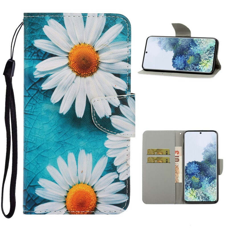 Housse Samsung Galaxy S21 5G Marguerites à Lanière Housse Samsung Galaxy S21 5G Marguerites à Lanière