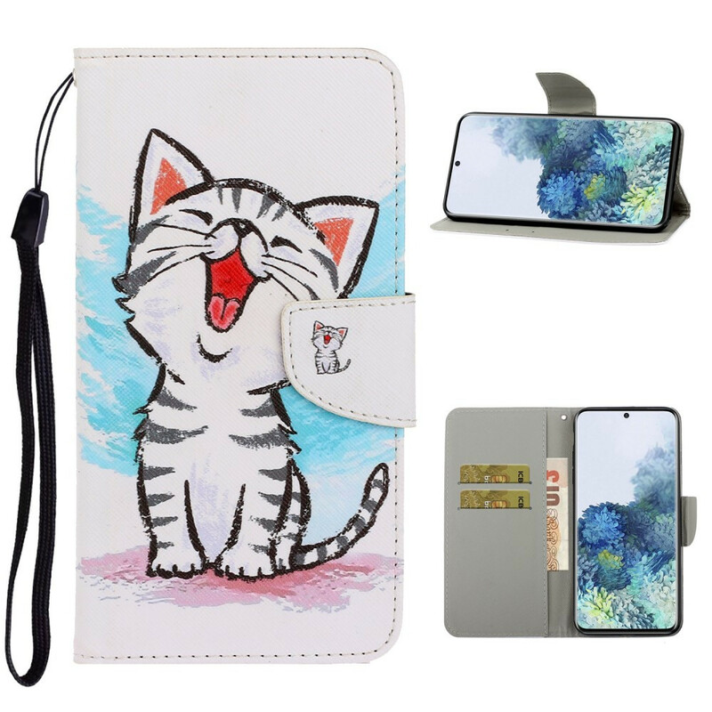 Housse Samsung Galaxy S21 5G Chaton Couleur à Lanière Housse Samsung Galaxy S21 5G Chaton Couleur à Lanière