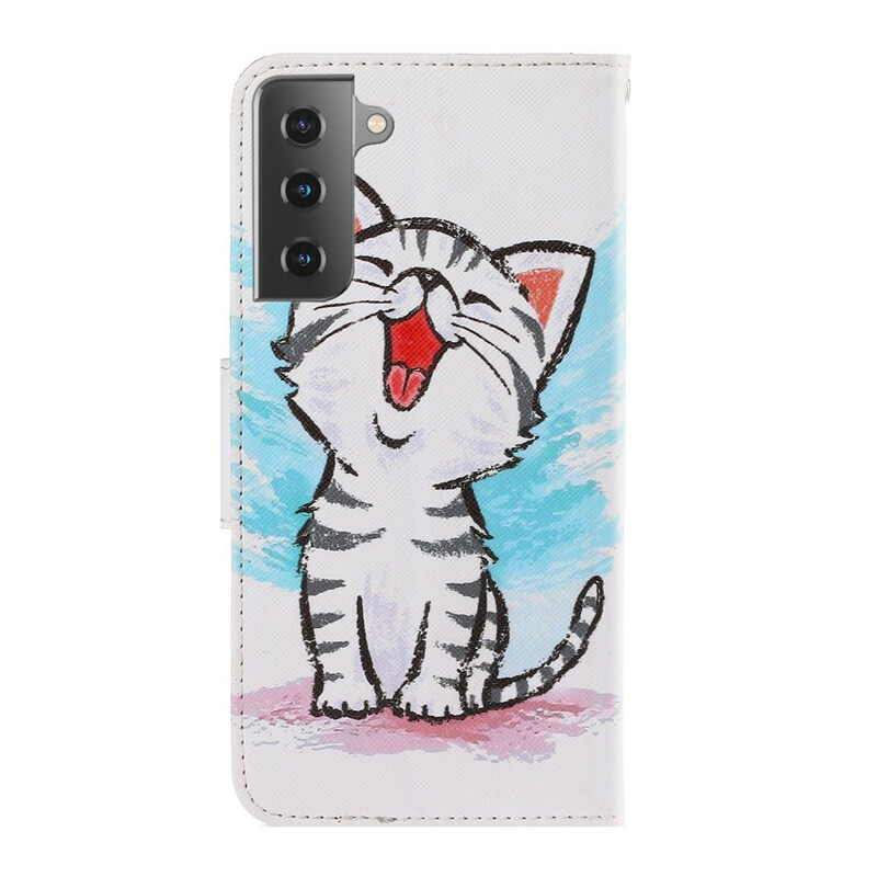 Housse Samsung Galaxy S21 5G Chaton Couleur à Lanière Housse Samsung Galaxy S21 5G Chaton Couleur à Lanière