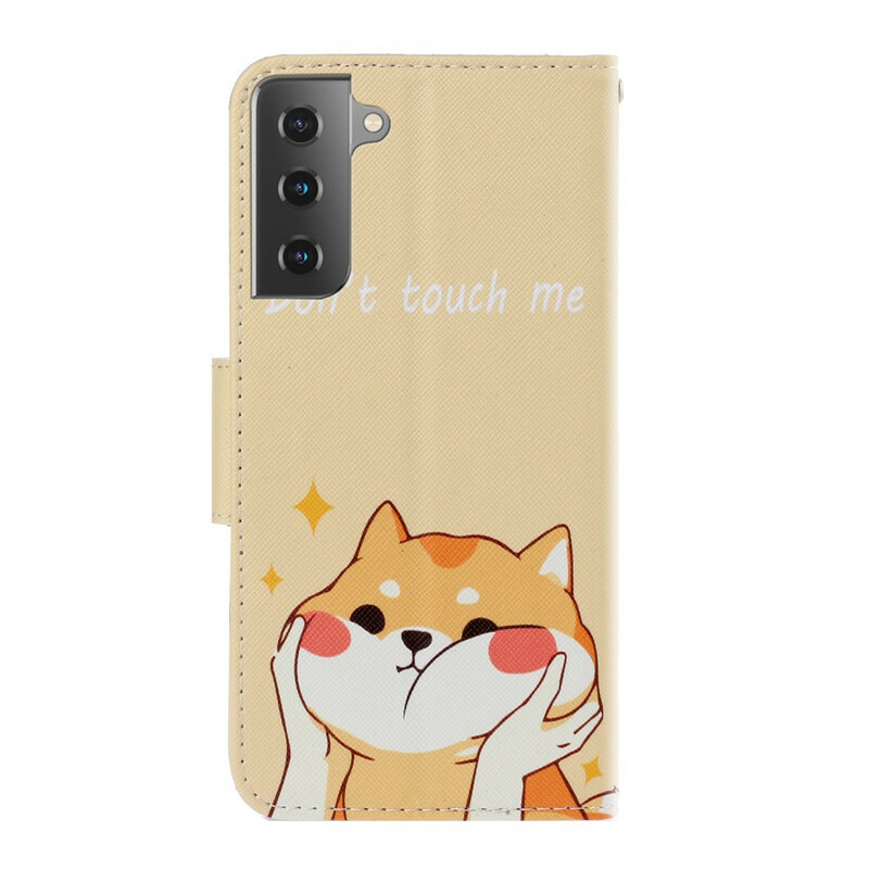 Housse Samsung Galaxy S21 5G Chat Don't Touch Me à Lanière Housse Samsung Galaxy S21 5G Chat Don't Touch Me à Lanière