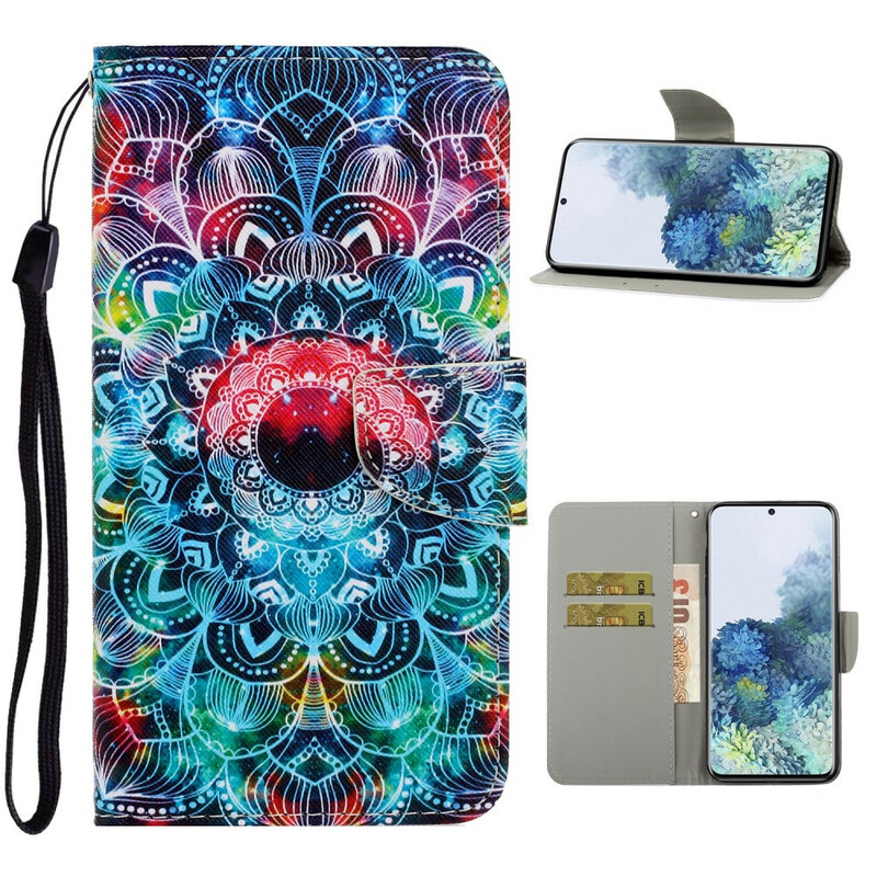 Housse Samsung Galaxy S21 5G Flashy Mandala à Lanière Housse Samsung Galaxy S21 5G Flashy Mandala à Lanière