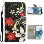 Housse Samsung Galaxy S21 5G Fleurs Colorées à Lanière Housse Samsung Galaxy S21 5G Fleurs Colorées à Lanière
