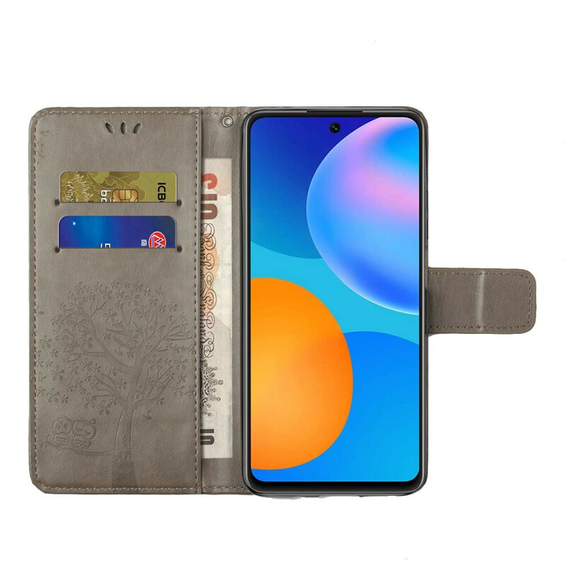 Housse Samsung Galaxy A52 5G Arbre et Hiboux à Lanière