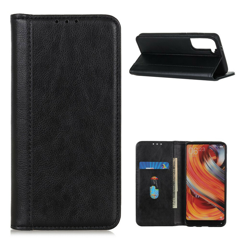 Flip Cover Samsung Galaxy S21 5G Cuir Litchi Fendu Élégance Flip Cover Samsung Galaxy S21 5G Cuir Litchi Fendu Élégance