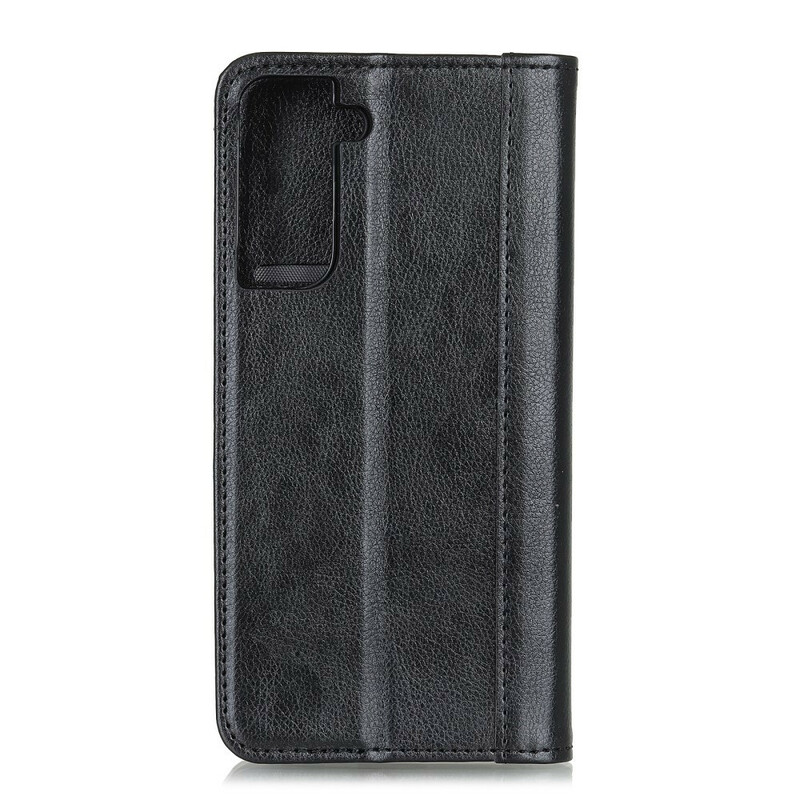 Flip Cover Samsung Galaxy S21 5G Cuir Litchi Fendu Élégance Flip Cover Samsung Galaxy S21 5G Cuir Litchi Fendu Élégance