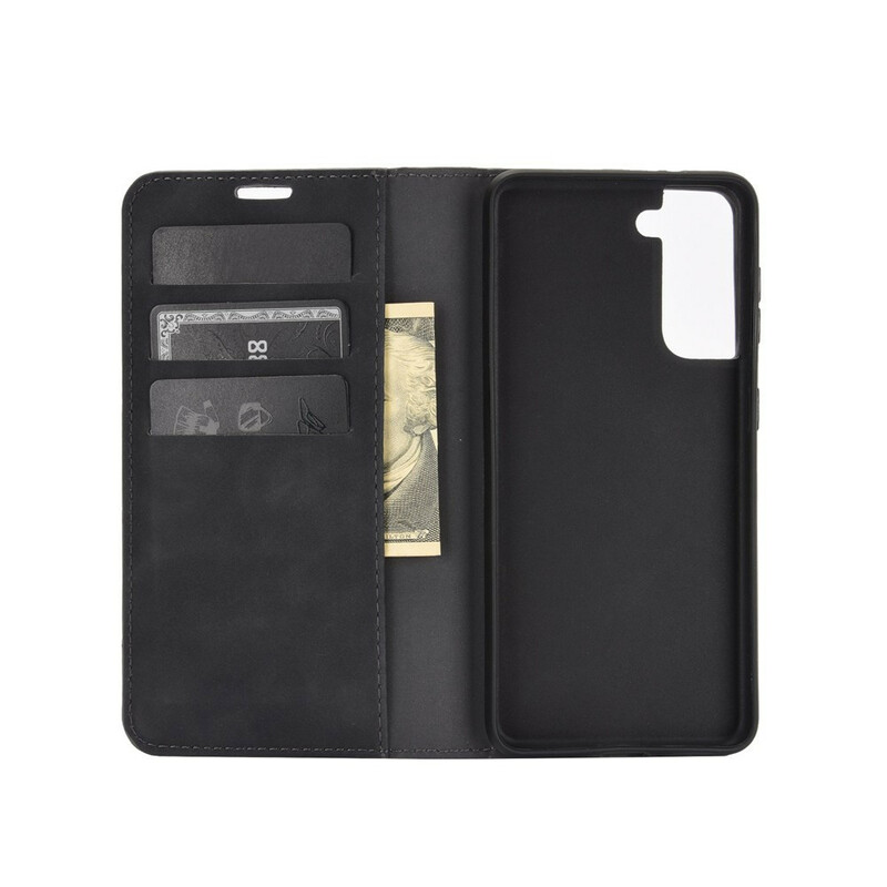 Flip Cover Samsung Galaxy S21 5G Effet Cuir Douceur Flip Cover Samsung Galaxy S21 5G Effet Cuir Douceur