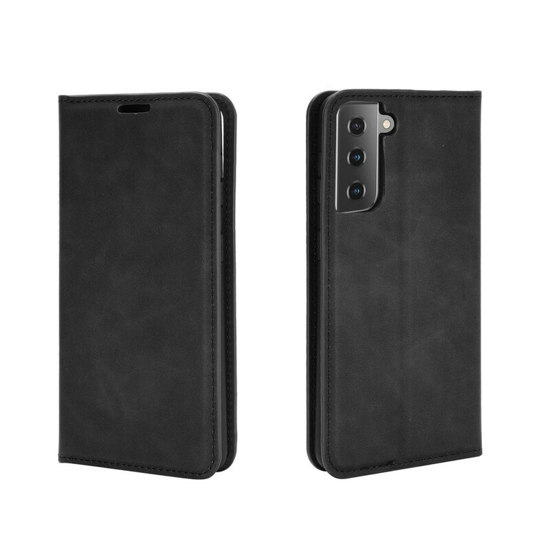 Flip Cover Samsung Galaxy S21 5G Effet Cuir Douceur Flip Cover Samsung Galaxy S21 5G Effet Cuir Douceur