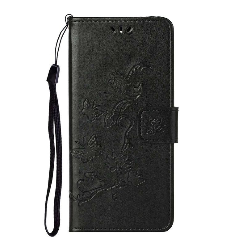 Housse Samsung Galaxy S21 5G Papillons Et Fleurs À Lanière Housse Samsung Galaxy S21 5G Papillons Et Fleurs À Lanière