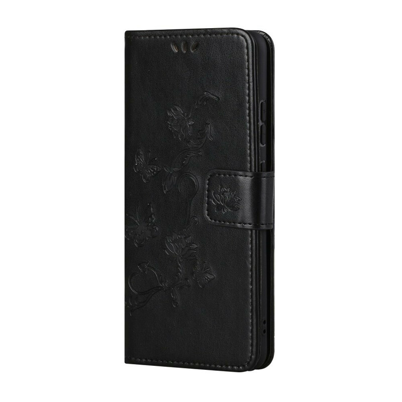 Housse Samsung Galaxy S21 5G Papillons Et Fleurs À Lanière Housse Samsung Galaxy S21 5G Papillons Et Fleurs À Lanière