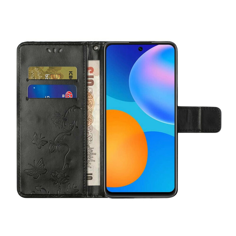 Housse Samsung Galaxy S21 5G Papillons Et Fleurs À Lanière Housse Samsung Galaxy S21 5G Papillons Et Fleurs À Lanière