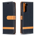 Housse Samsung Galaxy S21 5G Tissu et Effet Cuir à Lanière Housse Samsung Galaxy S21 5G Tissu et Effet Cuir à Lanière
