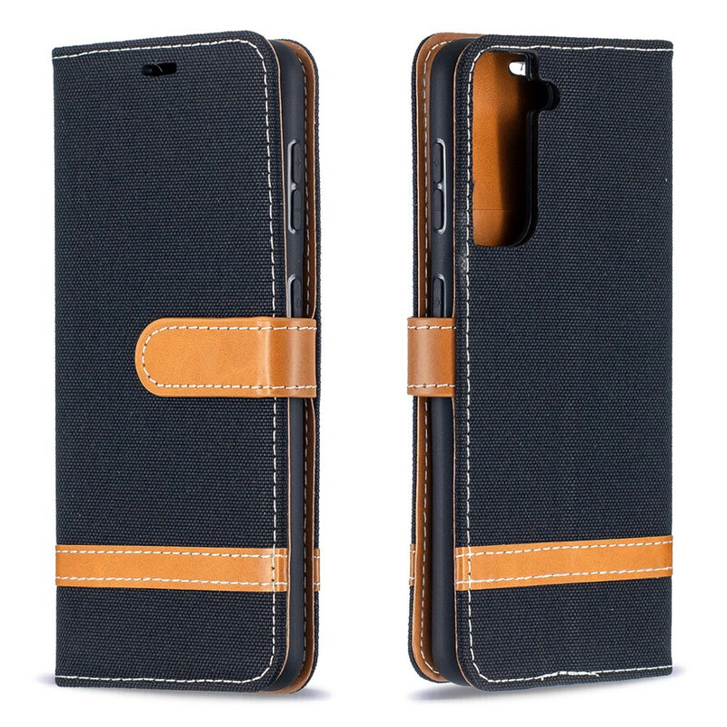 Housse Samsung Galaxy S21 5G Tissu et Effet Cuir à Lanière Housse Samsung Galaxy S21 5G Tissu et Effet Cuir à Lanière