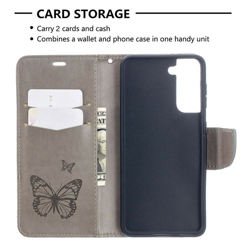 Housse Samsung Galaxy S21 5G Les Papillons en Vol avec Lanière Housse Samsung Galaxy S21 5G Les Papillons en Vol avec Lanière