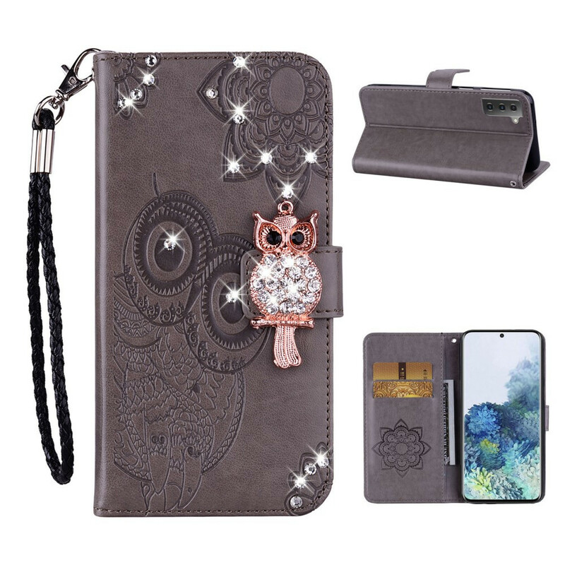 Housse Samsung Galaxy S21 5G Hibou Mandala et Breloque Housse Samsung Galaxy S21 5G Hibou Mandala et Breloque