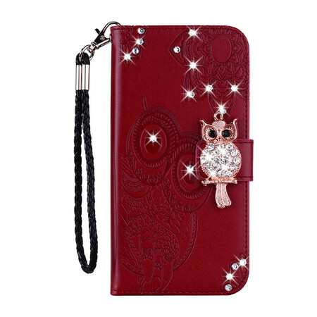 Housse Samsung Galaxy S21 5G Hibou Mandala et Breloque