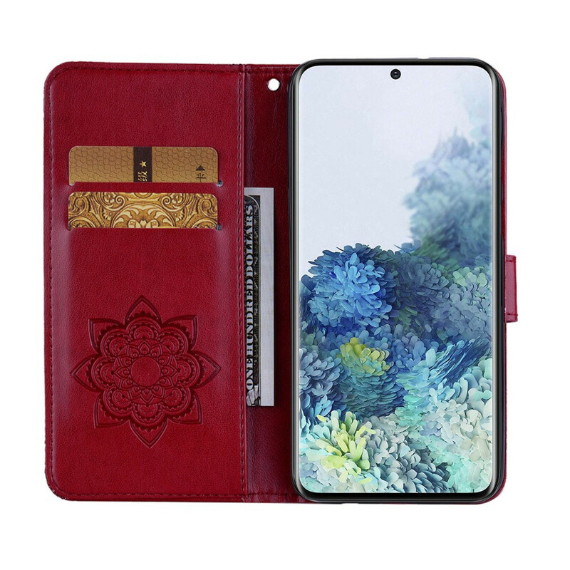 Housse Samsung Galaxy S21 5G Hibou Mandala et Breloque