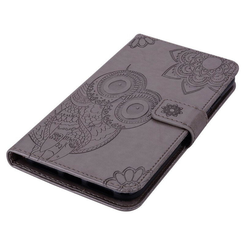 Housse Samsung Galaxy 21 5G Hibou Mandala et Lanière