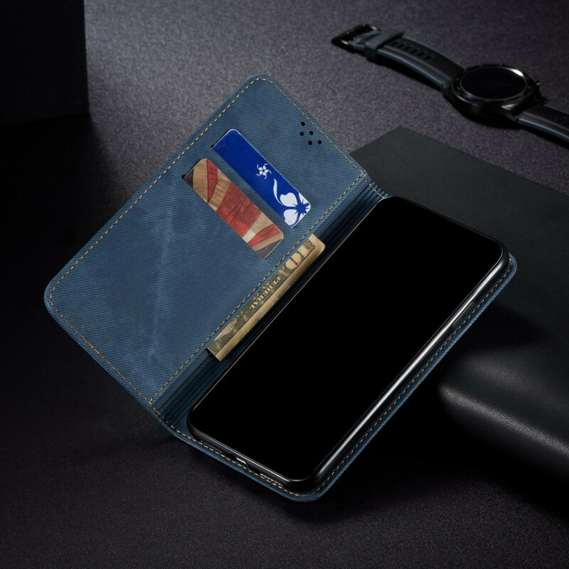 Flip Cover Samsung Galaxy S21 5G Tissu Jeans Flip Cover Samsung Galaxy S21 5G Tissu Jeans