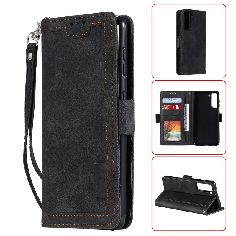 Housse Samsung Galaxy S21 5G Simili Cuir Bicolore Contours Renforcés Housse Samsung Galaxy S21 5G Simili Cuir Bicolore Contours Renforcés
