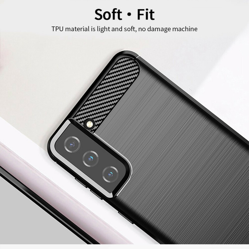 Coque Samsung Galaxy S21 5G Fibre Carbone Brossée MOFI